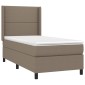 vidaXL Κρεβάτι Boxspring με Στρώμα & LED Taupe 100x200 εκ. Υφασμάτινο