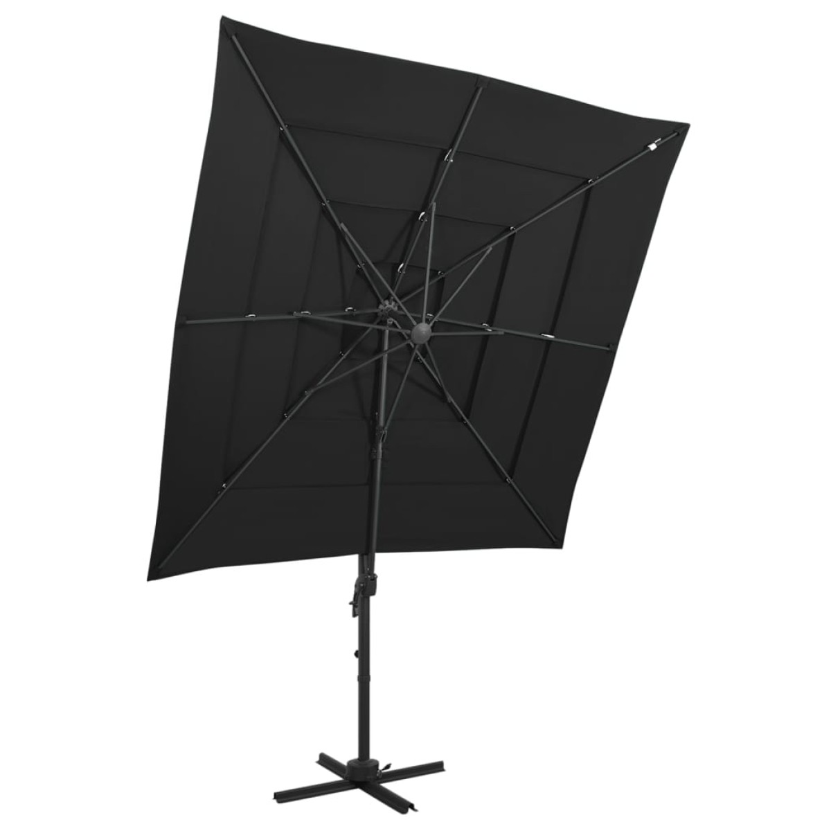 vidaXL Ομπρέλα 4 Επιπέδων Μαύρη 250 x 250 εκ. με Ιστό Αλουμινίου