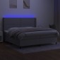 vidaXL Κρεβάτι Boxspring με Στρώμα & LED Αν.Γκρι 200x200εκ. Υφασμάτινο