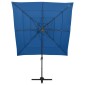 vidaXL Ομπρέλα 4 Επιπέδων Αζούρ Μπλε 250 x 250 εκ. με Ιστό Αλουμινίου