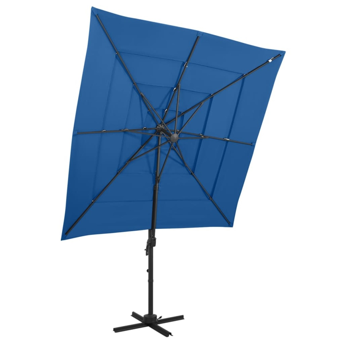 vidaXL Ομπρέλα 4 Επιπέδων Αζούρ Μπλε 250 x 250 εκ. με Ιστό Αλουμινίου