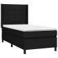 vidaXL Κρεβάτι Boxspring με Στρώμα & LED Μαύρο 80x200 εκ. Υφασμάτινο