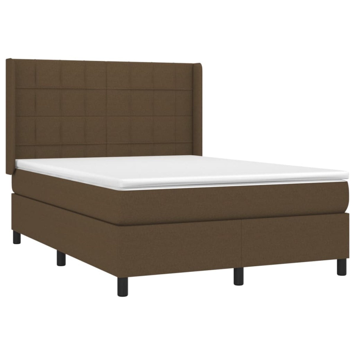vidaXL Κρεβάτι Boxspring με Στρώμα & LED Σκ.Καφέ 140x190εκ. Υφασμάτινο