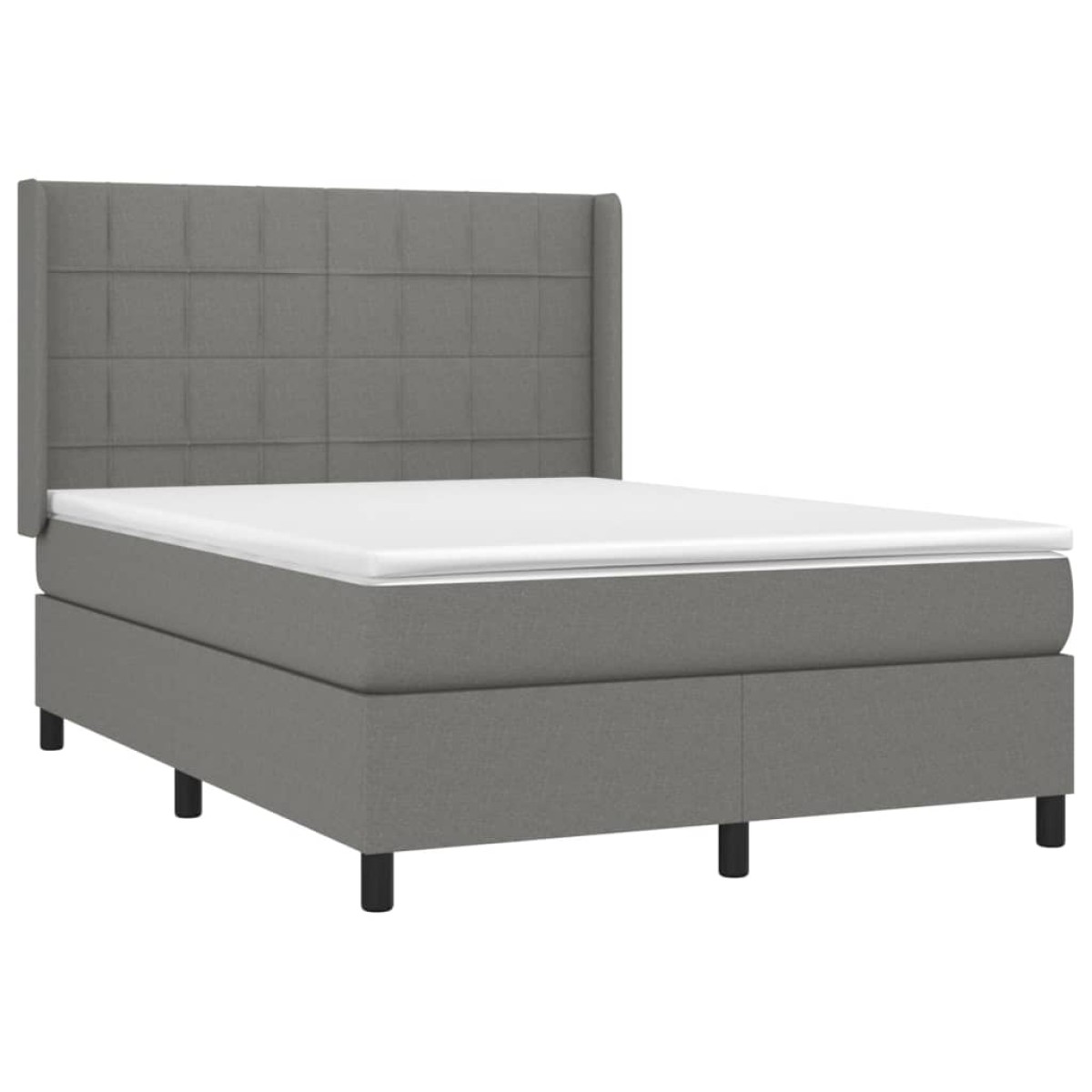 vidaXL Κρεβάτι Boxspring με Στρώμα & LED Σκ.Γκρι 140x200 εκ Υφασμάτινο