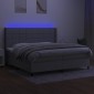 vidaXL Κρεβάτι Boxspring με Στρώμα & LED Αν.Γκρι 200x200εκ. Υφασμάτινο