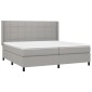 vidaXL Κρεβάτι Boxspring με Στρώμα & LED Αν.Γκρι 200x200εκ. Υφασμάτινο