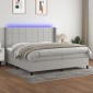 vidaXL Κρεβάτι Boxspring με Στρώμα & LED Αν.Γκρι 200x200εκ. Υφασμάτινο