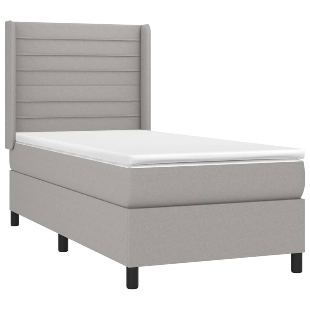 vidaXL Κρεβάτι Boxspring με Στρώμα & LED Αν.Γκρι 80x200 εκ. Υφασμάτινο