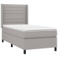 vidaXL Κρεβάτι Boxspring με Στρώμα & LED Αν.Γκρι 80x200 εκ. Υφασμάτινο