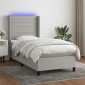 vidaXL Κρεβάτι Boxspring με Στρώμα & LED Αν.Γκρι 80x200 εκ. Υφασμάτινο