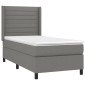 vidaXL Κρεβάτι Boxspring με Στρώμα & LED Σκ.Γκρι 90x190 εκ. Υφασμάτινο