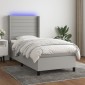 vidaXL Κρεβάτι Boxspring με Στρώμα & LED Αν.Γκρι 100x200εκ. Υφασμάτινο