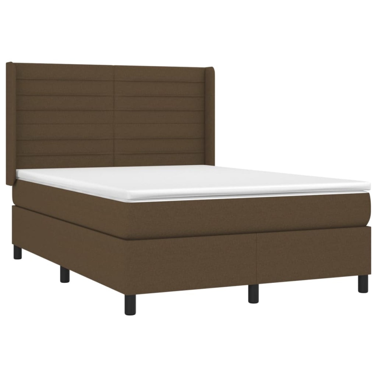 vidaXL Κρεβάτι Boxspring με Στρώμα & LED Σκ.Καφέ 140x200 εκ Υφασμάτινο