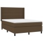 vidaXL Κρεβάτι Boxspring με Στρώμα & LED Σκ.Καφέ 140x200 εκ Υφασμάτινο