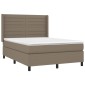 vidaXL Κρεβάτι Boxspring με Στρώμα & LED Taupe 140x200 εκ. Υφασμάτινο