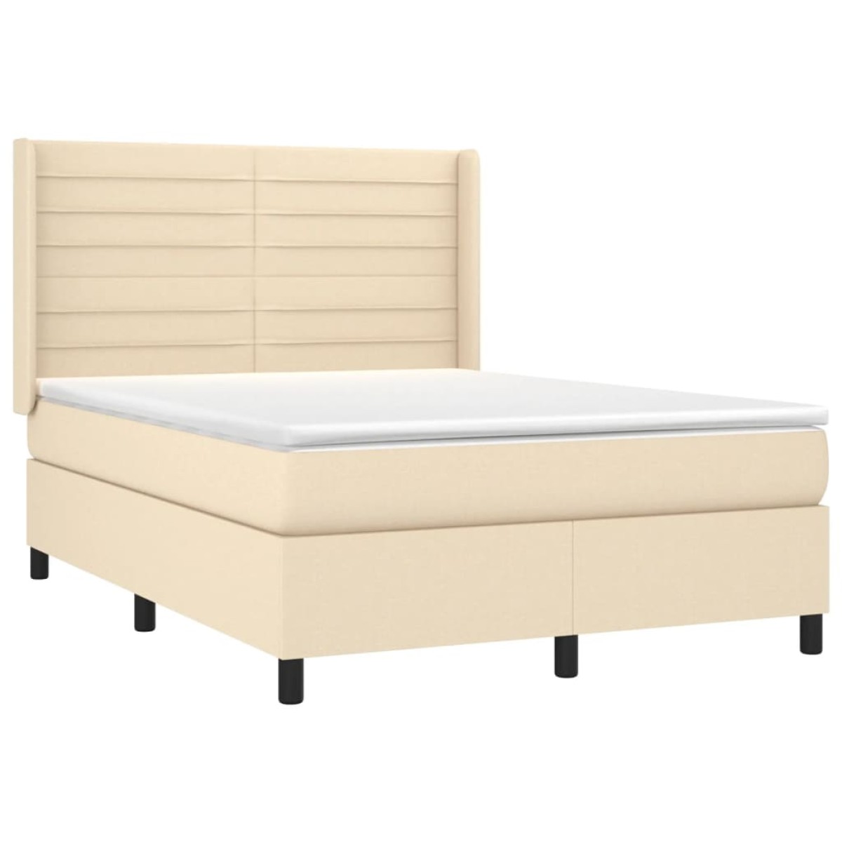 vidaXL Κρεβάτι Boxspring με Στρώμα & LED Κρεμ 140x200 εκ. Υφασμάτινο