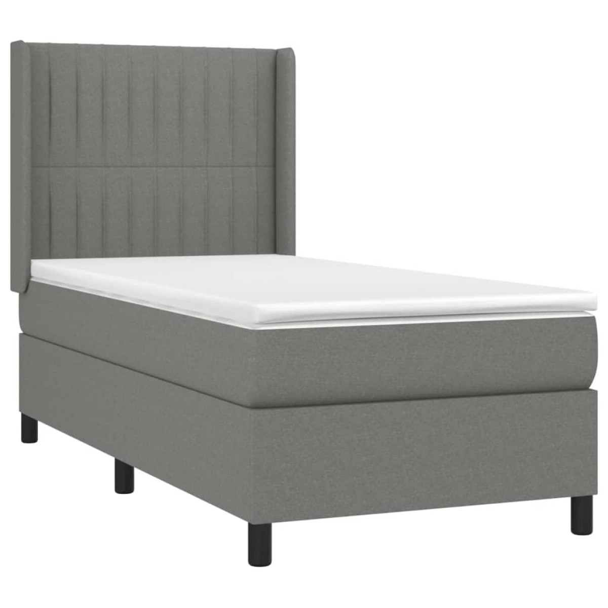 vidaXL Κρεβάτι Boxspring με Στρώμα & LED Σκ.Γκρι 90x190 εκ. Υφασμάτινο