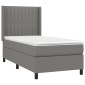 vidaXL Κρεβάτι Boxspring με Στρώμα & LED Σκ.Γκρι 90x190 εκ. Υφασμάτινο