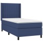 vidaXL Κρεβάτι Boxspring με Στρώμα & LED Μπλε 90x200 εκ. Υφασμάτινο