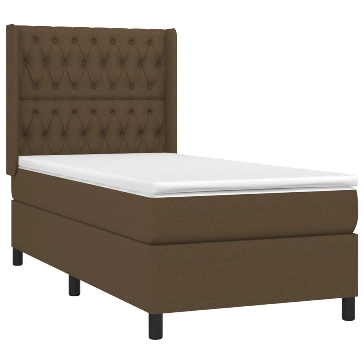 vidaXL Κρεβάτι Boxspring με Στρώμα & LED Σκ.Καφέ 100x200 εκ Υφασμάτινο