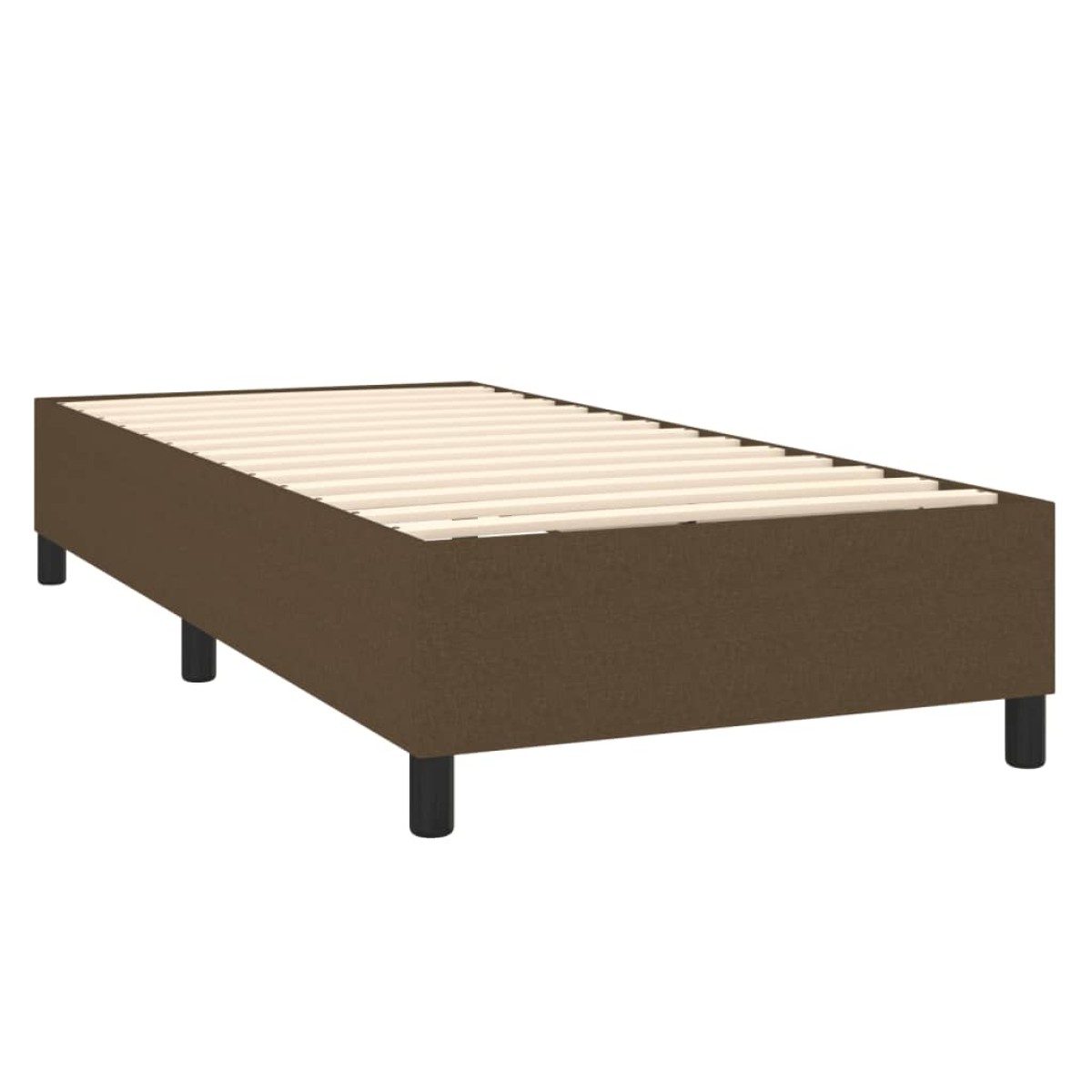 vidaXL Κρεβάτι Boxspring με Στρώμα & LED Σκ.Καφέ 100x200 εκ Υφασμάτινο