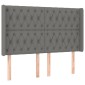 vidaXL Κρεβάτι Boxspring με Στρώμα & LED Σκ.Γκρι 140x200 εκ Υφασμάτινο