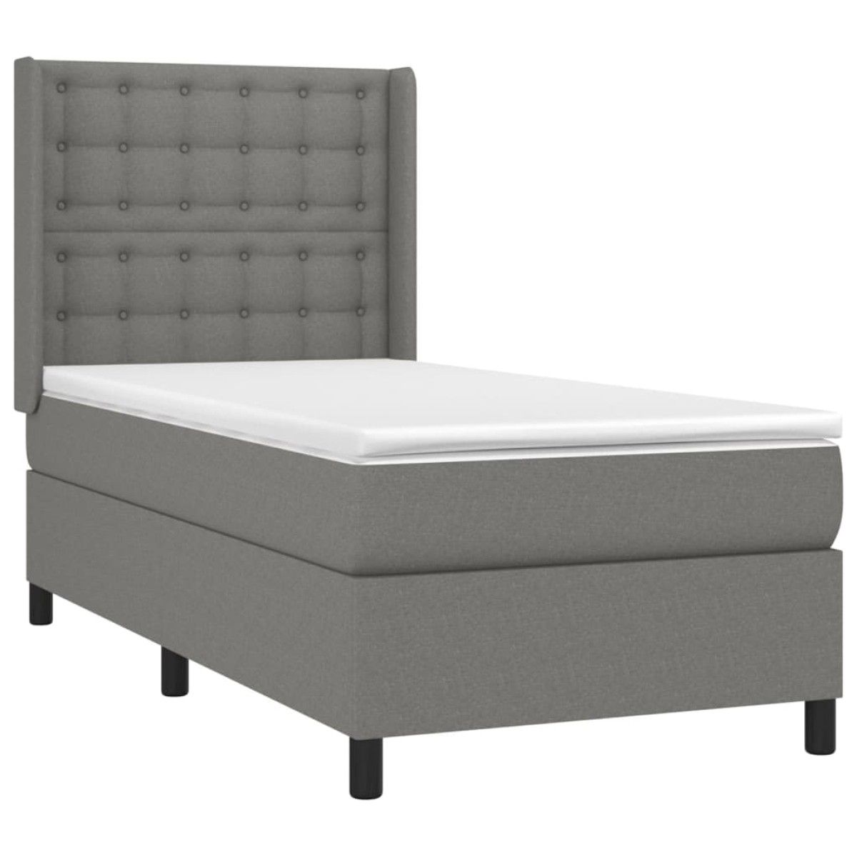 vidaXL Κρεβάτι Boxspring με Στρώμα & LED Σκ.Γκρι 90x190 εκ. Υφασμάτινο