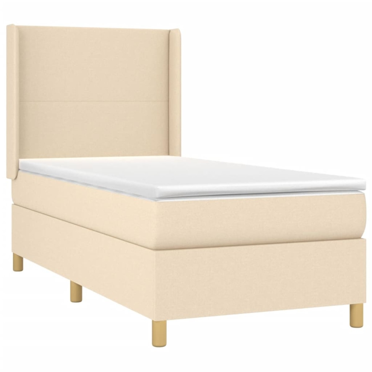 vidaXL Κρεβάτι Boxspring με Στρώμα & LED Κρεμ 90x190 εκ. Υφασμάτινο