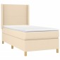 vidaXL Κρεβάτι Boxspring με Στρώμα & LED Κρεμ 90x190 εκ. Υφασμάτινο