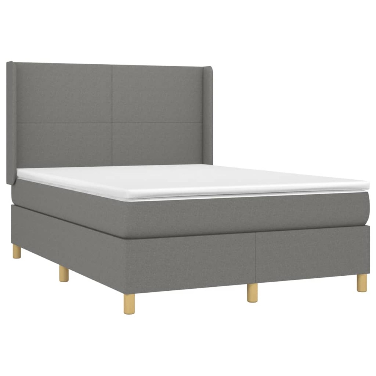vidaXL Κρεβάτι Boxspring με Στρώμα & LED Σκ.Γκρι 140x190εκ. Υφασμάτινο