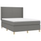 vidaXL Κρεβάτι Boxspring με Στρώμα & LED Σκ.Γκρι 140x190εκ. Υφασμάτινο