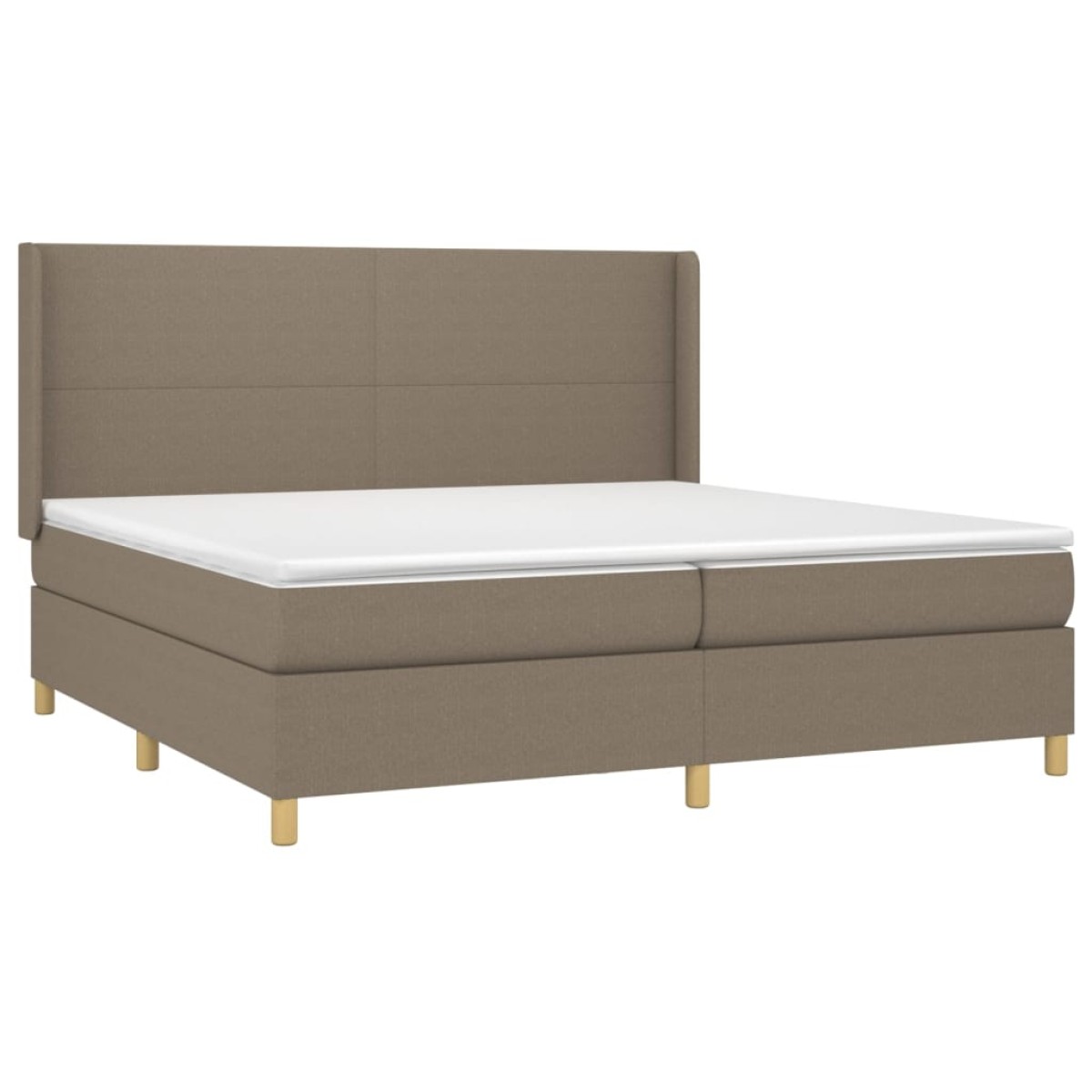 vidaXL Κρεβάτι Boxspring με Στρώμα & LED Taupe 200x200 εκ. Υφασμάτινο