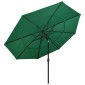 vidaXL Ομπρέλα 3 Επιπέδων Πράσινη 3,5 μ. με Ιστό Αλουμινίου
