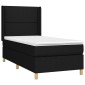 vidaXL Κρεβάτι Boxspring με Στρώμα & LED Μαύρο 100x200 εκ. Υφασμάτινο