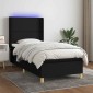 vidaXL Κρεβάτι Boxspring με Στρώμα & LED Μαύρο 100x200 εκ. Υφασμάτινο