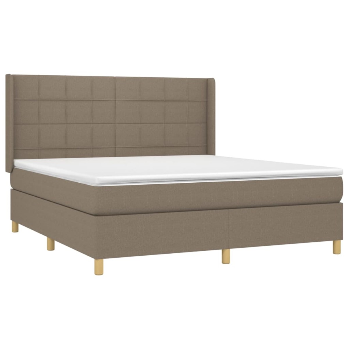 vidaXL Κρεβάτι Boxspring με Στρώμα & LED Taupe 180x200 εκ. Υφασμάτινο