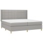 vidaXL Κρεβάτι Boxspring με Στρώμα & LED Αν.Γκρι 200x200εκ. Υφασμάτινο