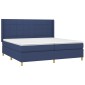 vidaXL Κρεβάτι Boxspring με Στρώμα & LED Μπλε 200x200 εκ. Υφασμάτινο