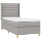 vidaXL Κρεβάτι Boxspring με Στρώμα & LED Αν.Γκρι 100x200εκ. Υφασμάτινο