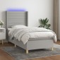 vidaXL Κρεβάτι Boxspring με Στρώμα & LED Αν.Γκρι 100x200εκ. Υφασμάτινο