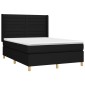 vidaXL Κρεβάτι Boxspring με Στρώμα & LED Μαύρο 140x200 εκ. Υφασμάτινο