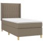 vidaXL Κρεβάτι Boxspring με Στρώμα & LED Taupe 90x190 εκ. Υφασμάτινο