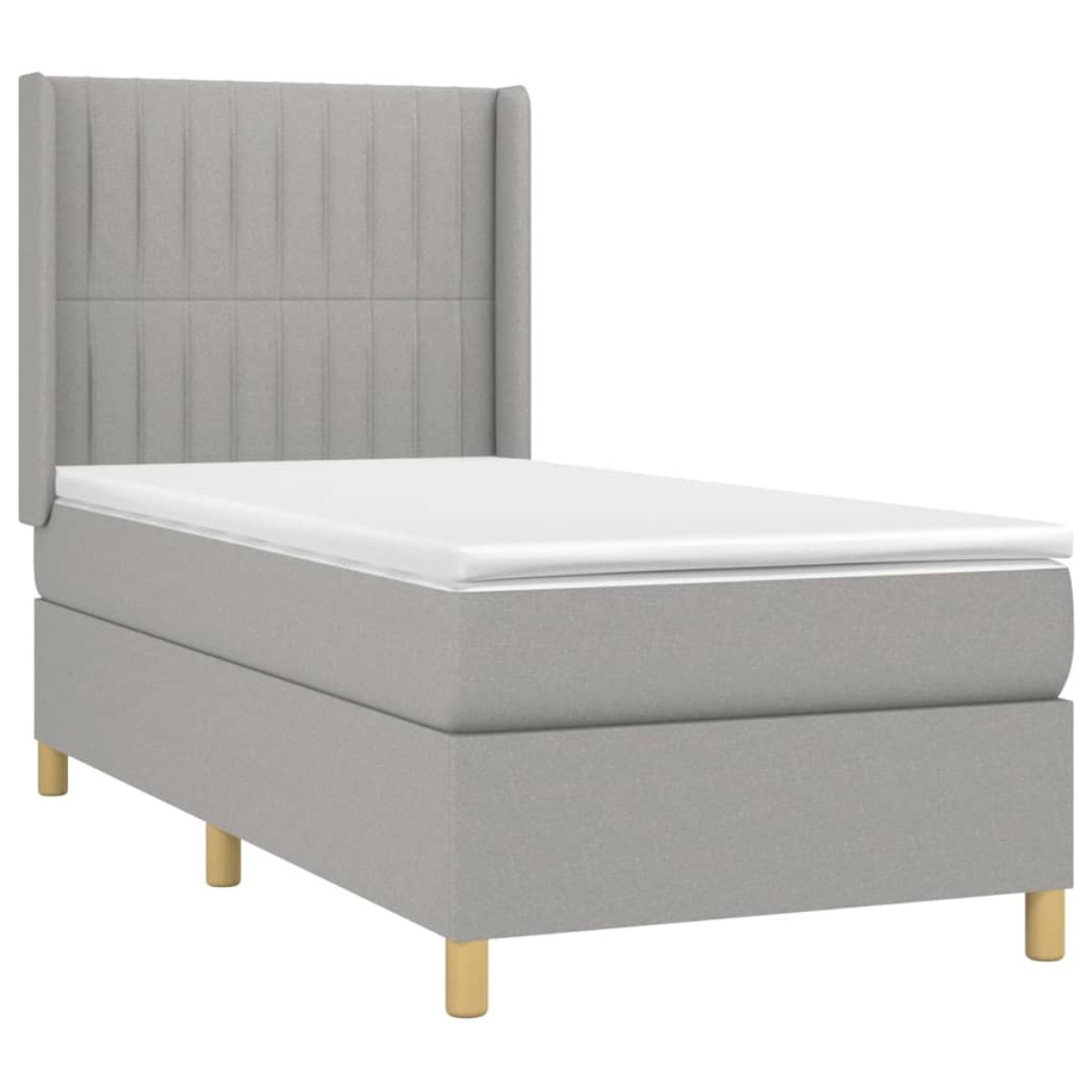 vidaXL Κρεβάτι Boxspring με Στρώμα & LED Αν.Γκρι 90x200 εκ. Υφασμάτινο