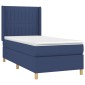 vidaXL Κρεβάτι Boxspring με Στρώμα & LED Μπλε 90x200 εκ. Υφασμάτινο