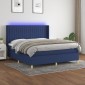 vidaXL Κρεβάτι Boxspring με Στρώμα & LED Μπλε 180x200 εκ. Υφασμάτινο