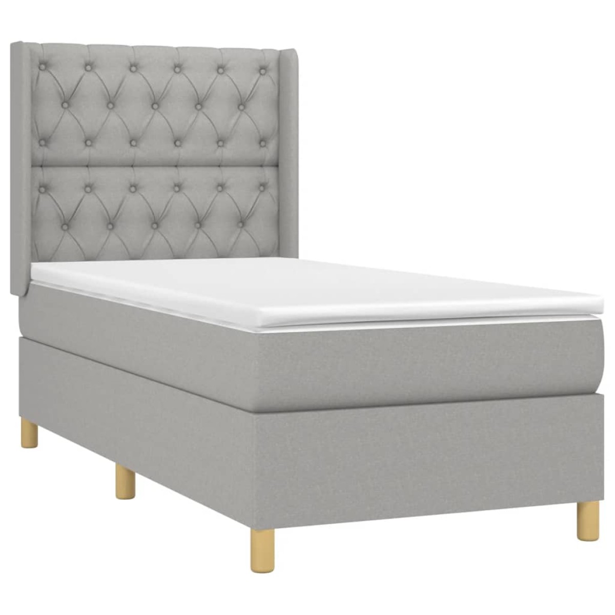 vidaXL Κρεβάτι Boxspring με Στρώμα & LED Αν.Γκρι 80x200 εκ. Υφασμάτινο