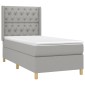 vidaXL Κρεβάτι Boxspring με Στρώμα & LED Αν.Γκρι 80x200 εκ. Υφασμάτινο