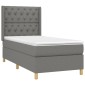 vidaXL Κρεβάτι Boxspring με Στρώμα & LED Σκ.Γκρι 80x200 εκ. Υφασμάτινο