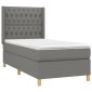 vidaXL Κρεβάτι Boxspring με Στρώμα & LED Σκ.Γκρι 90x190 εκ. Υφασμάτινο