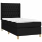 vidaXL Κρεβάτι Boxspring με Στρώμα & LED Μαύρο 90x190 εκ. Υφασμάτινο